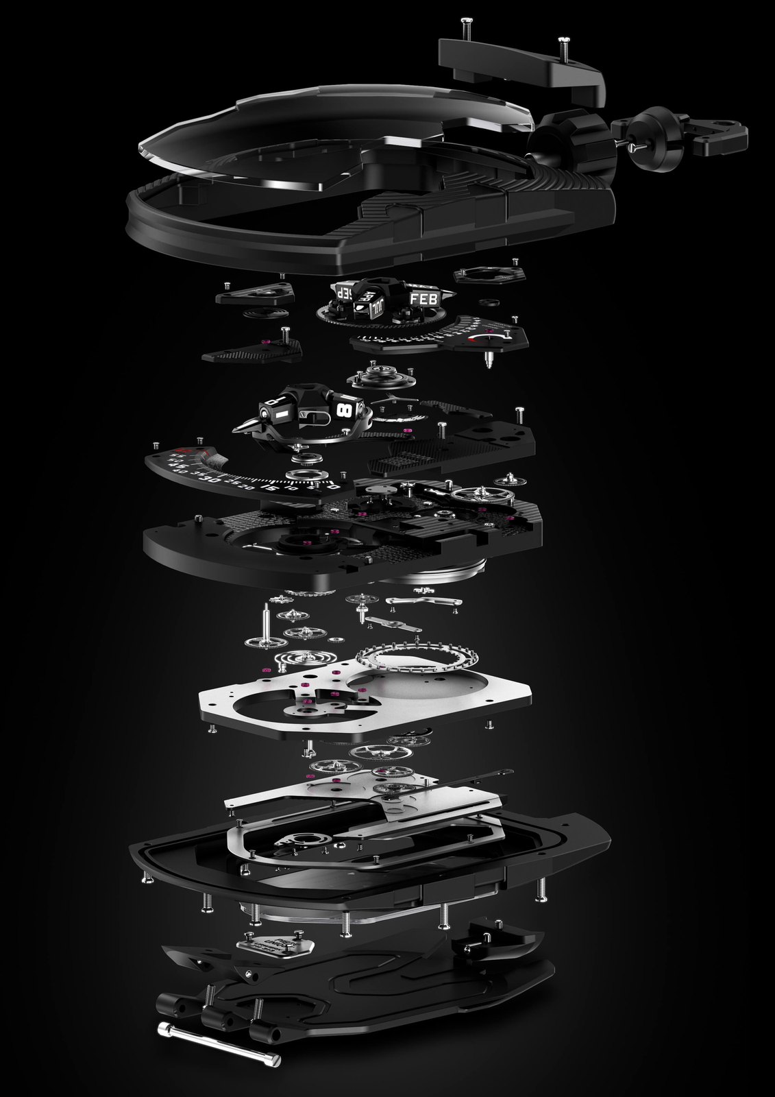 URWERK UR-1001 patlatılmış görünüm